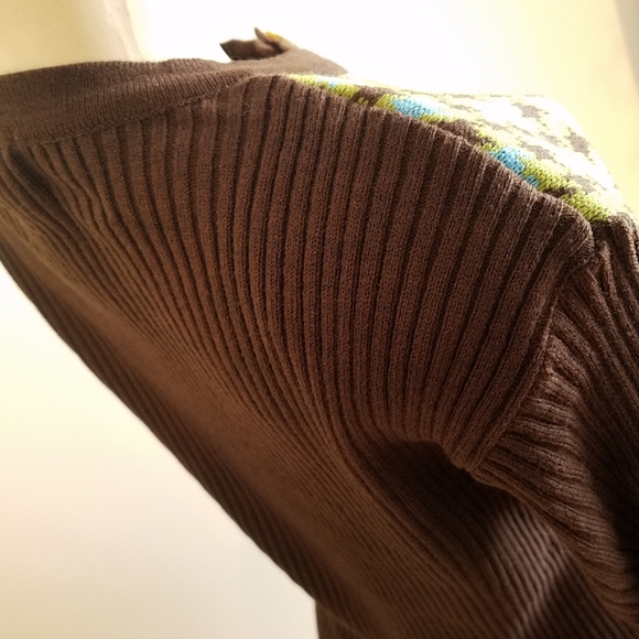 Adolfo Brown Houndstooth Sweater - Picture 4 of 4